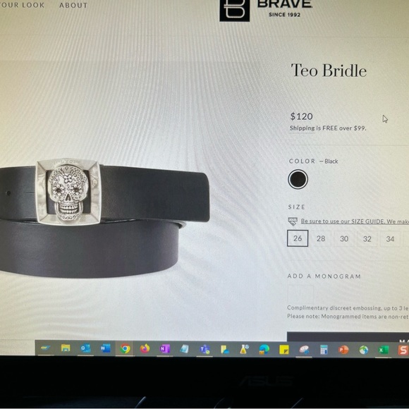 BRAVE Leather Genuine Leather Skull Belt - Picture 3 of 5